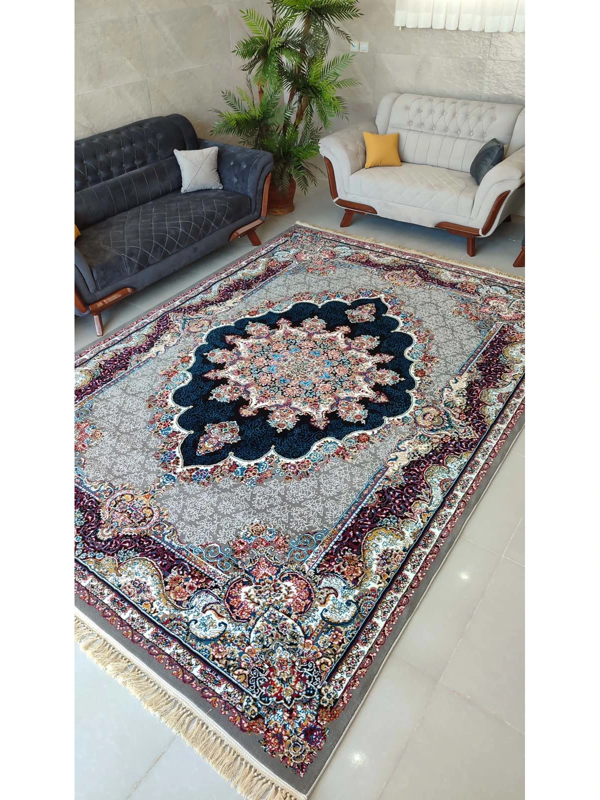 فرش ماشینی 500 شانه طرح نیلا