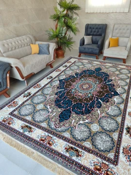 فرش ماشینی 500 شانه طرح رخساره ( چکاوک)