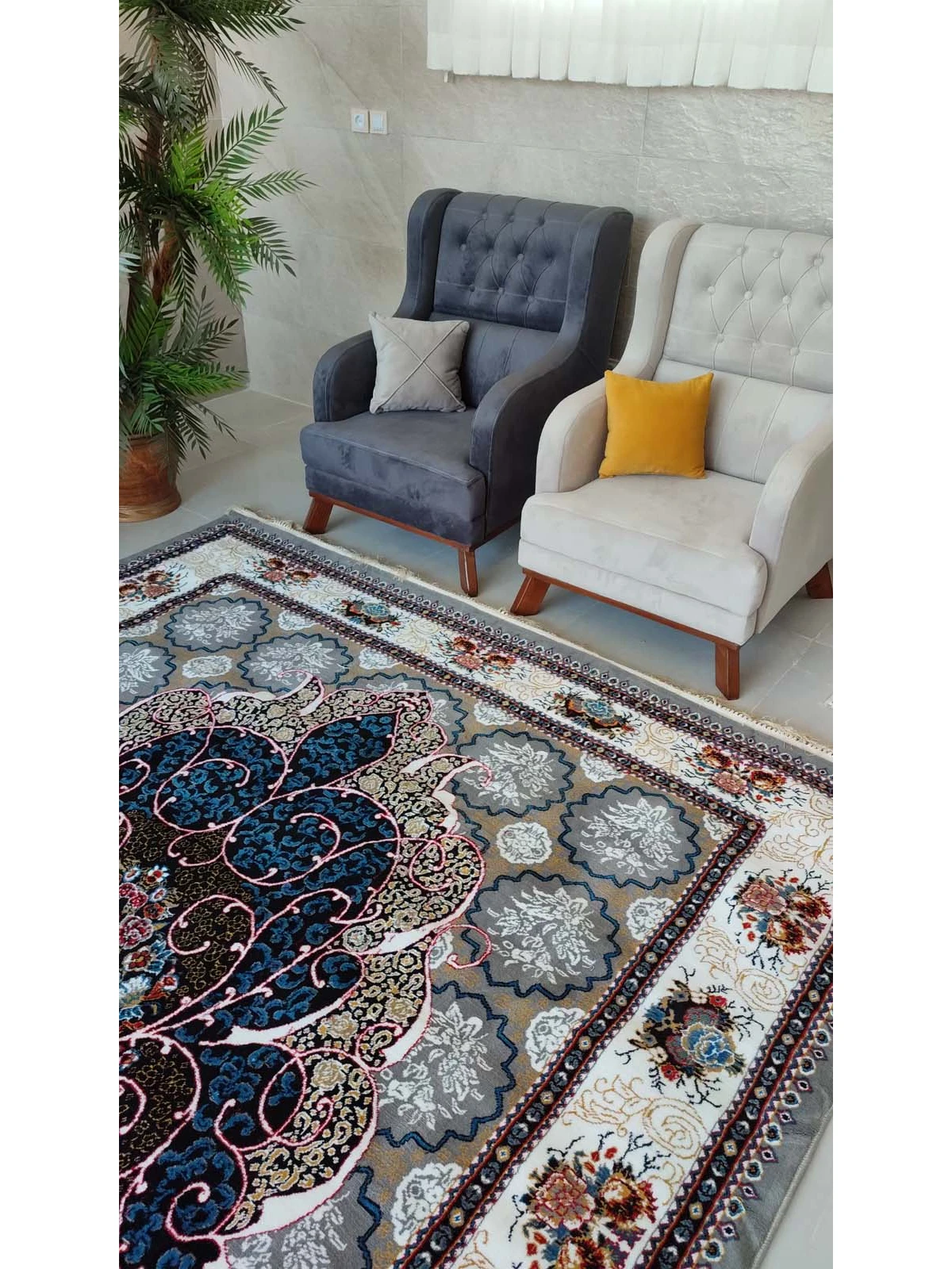 فرش ماشینی 500 شانه طرح رخساره ( چکاوک)