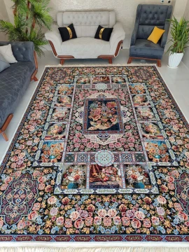 فرش ماشینی 700 شانه طرح باغ ارم