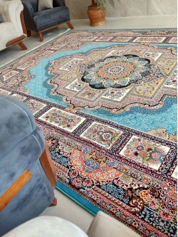 فرش ماشینی 700 شانه طرح حوض نقره