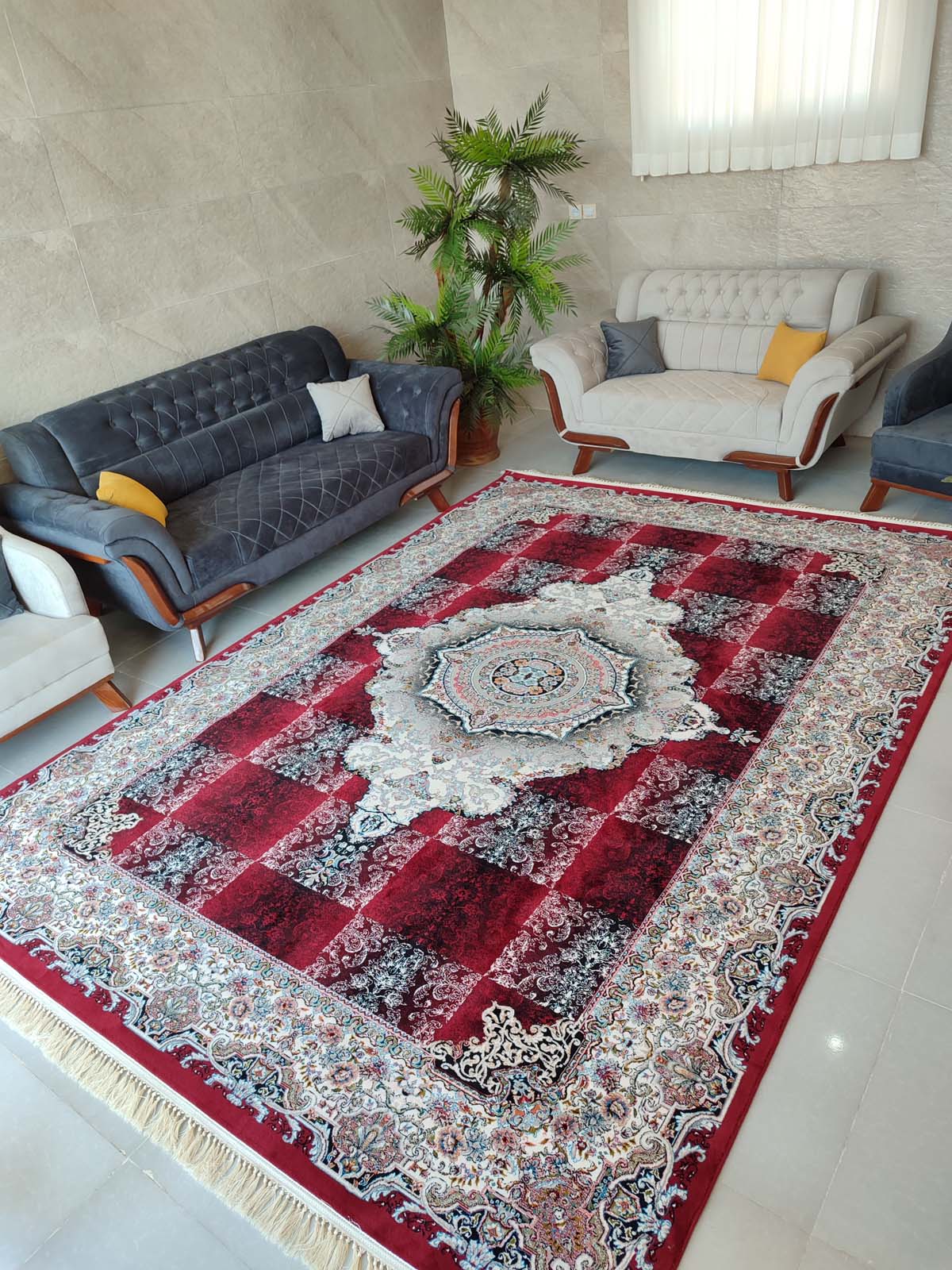 فرش ماشینی 700 شانه طرح نیلوفر